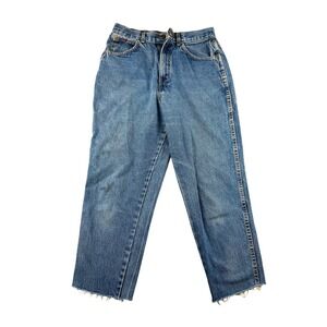 Vintage Chic Jeans Women 12 Petite Blue Cotton USA Made High Waisted Tapered